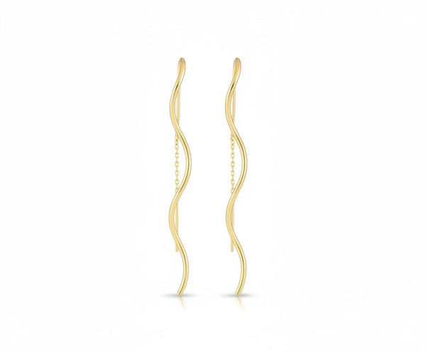 Aretes modelo wave de oro 14k