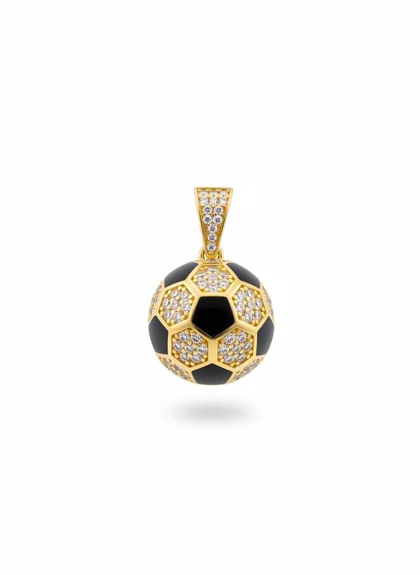 Dije de balón de oro 14k con incrustaciones de circonias