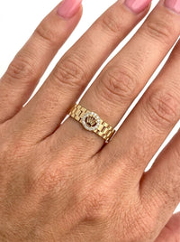 Anillo de oro 14k tipo diseñador con circonias delgado Mod 5840