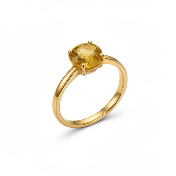 Anillo de oro 14k con circonia amarilla Mod. 20070