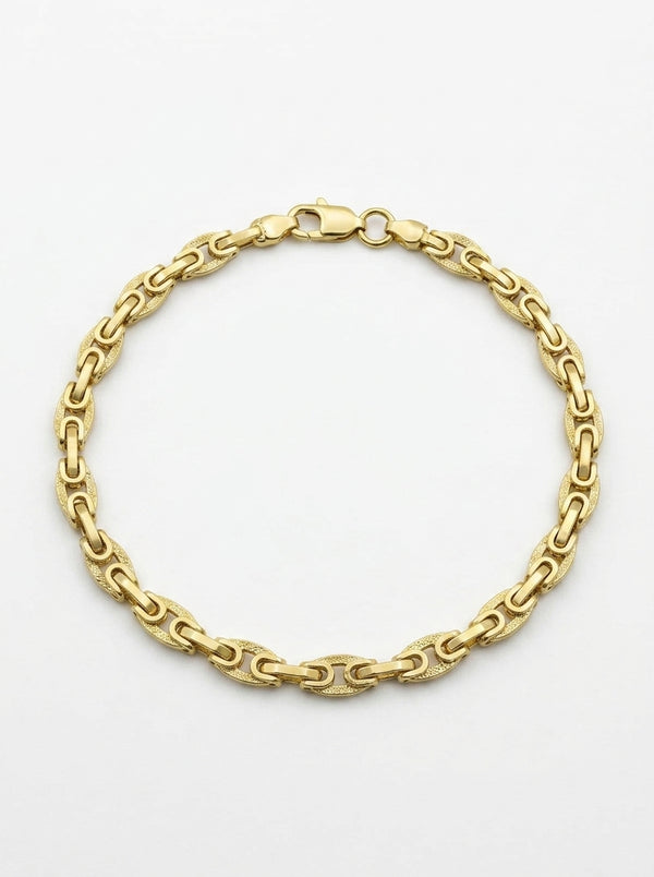 Pulsera de oro 14K con eslabones calados y con acabado diamantado Mod LM5301 - 18 cm