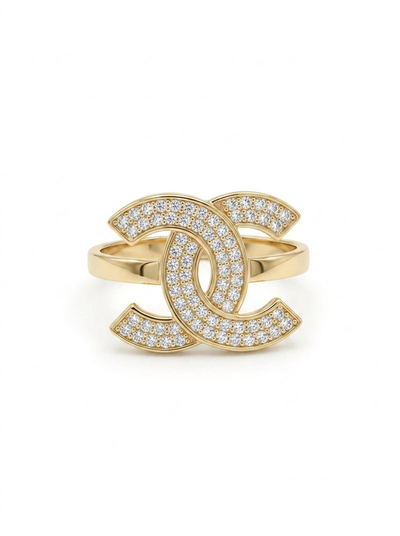 Anillo de oro 14k tipo diseñador con circonias Mod 5769