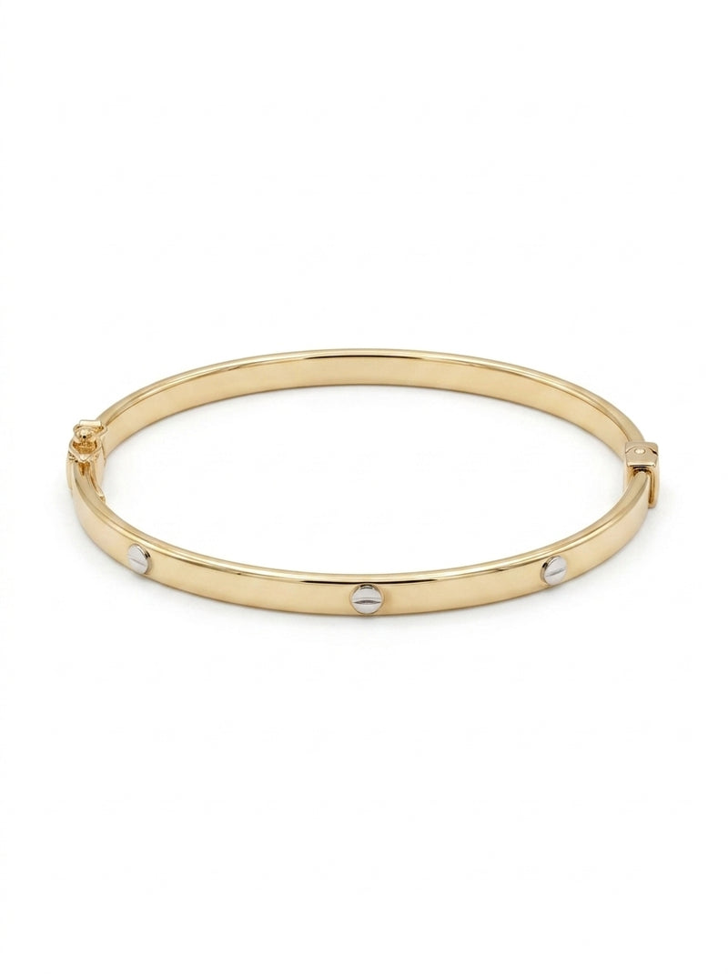 Brazalete de oro 14k tipo diseñador hueco Mod 5569 18 cm