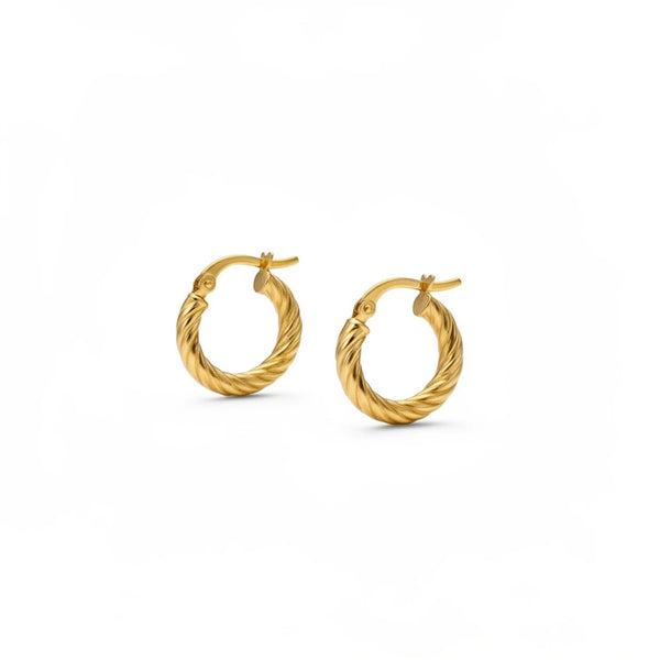 Arracadas de Oro 14k infladas de Diseño Torzal con Grecas mod. 1511