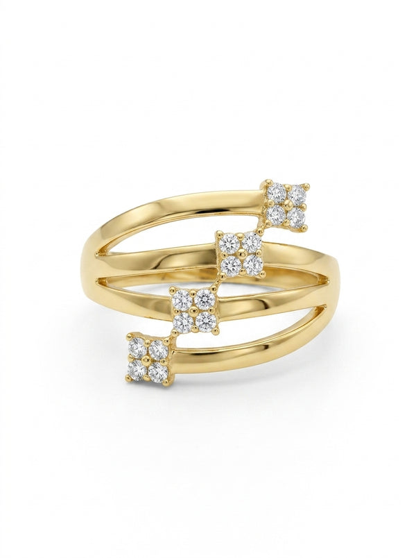 Anillo de oro 14k diseño lineal con circonias Mod LM5358