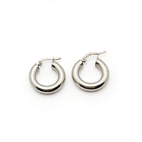 Arracadas tubular lisas huecas en oro blanco 14k  LM5076 - 2 cm
