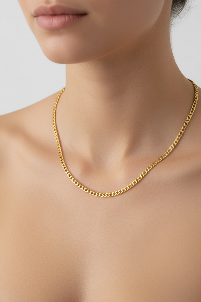 Cadena de oro 14k tejido cubano unisex - 4 mm