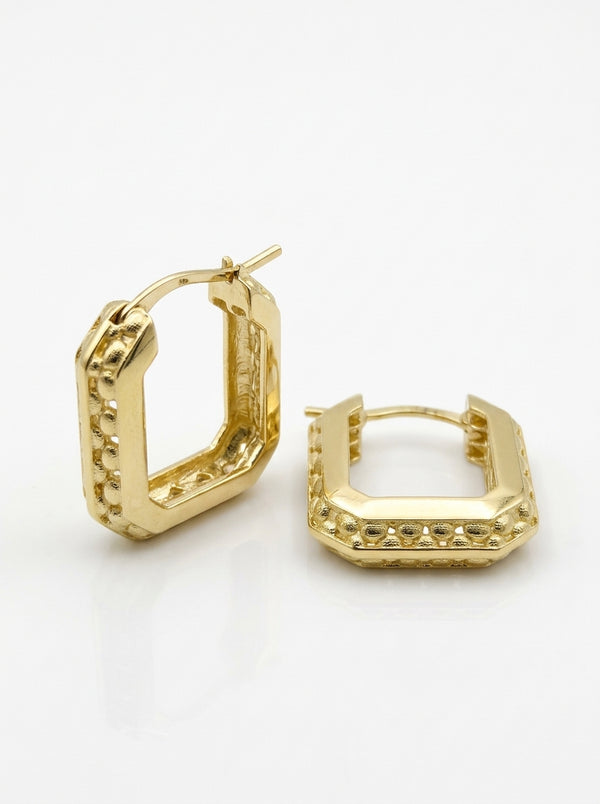 Arracadas de oro 14k diseño texturizado Mod 5972 - 1.6 cm