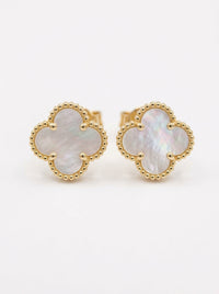 Aretes de oro 10k diseño de trébol madre perla mod 5951 - 1.5 cm