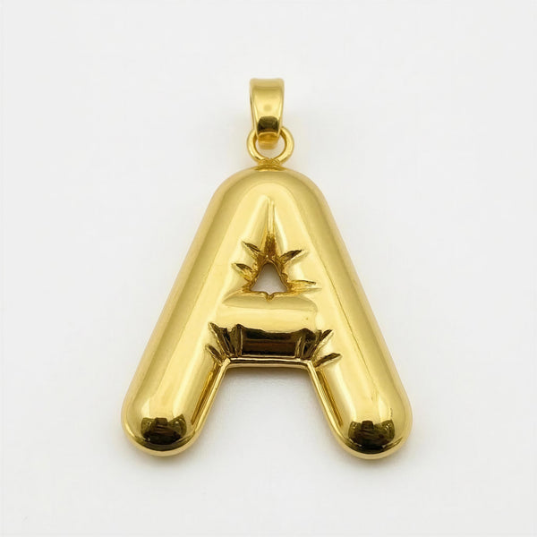 Dije de oro 14k de inicial A inflada Mod LM5124 - 3.5 cm
