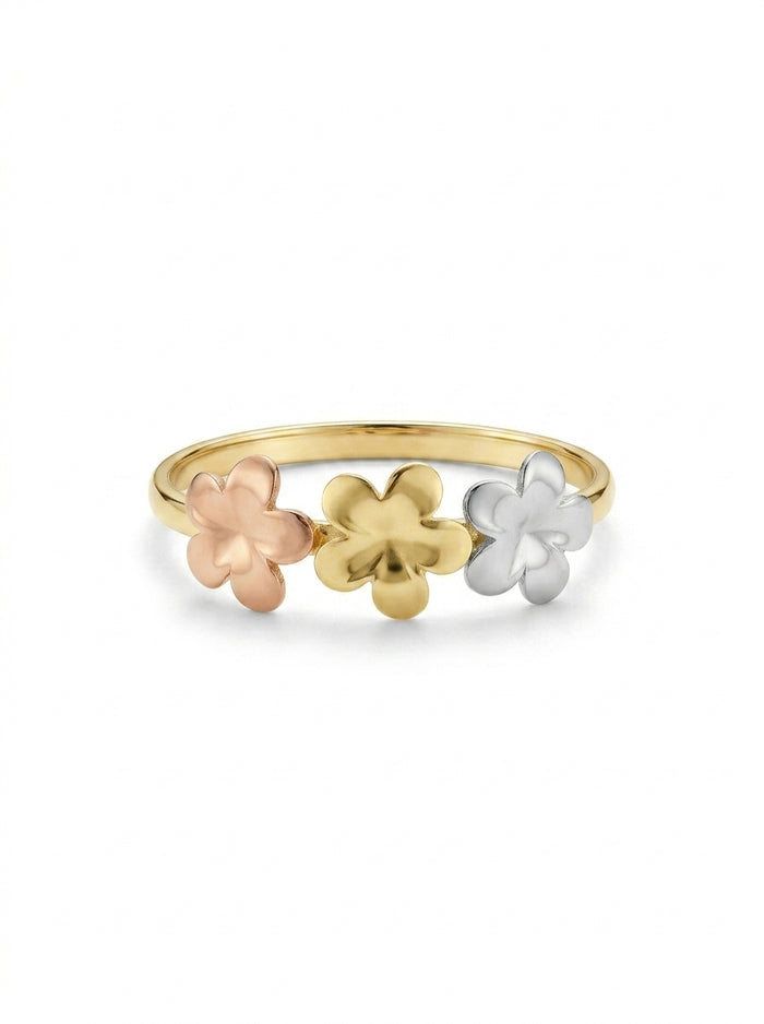 Anillo de oro 14k diseño de flores florentinas Mod LM5356