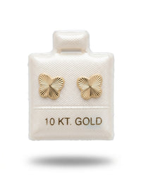 Broquel de oro 10k delgado diseño de mariposa diamantada (de bolitas) Mod 5679