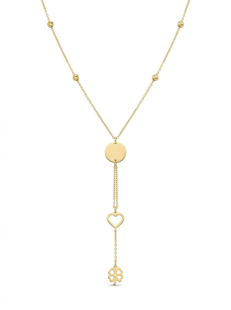 Gargantilla de oro 10k silueta de corazón y trebol 5165 - 45 cm