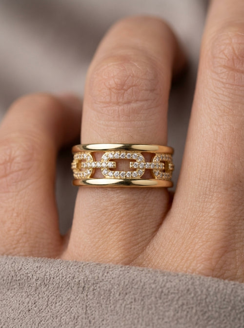 Anillo de oro 14k diseño Eslabones de Luz Mod 5872