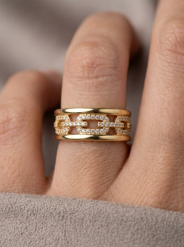 Anillo de oro 14k diseño Eslabones de Luz Mod 5872