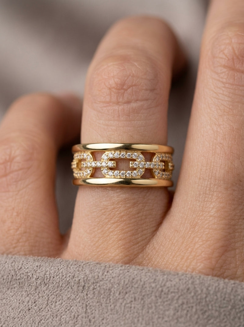 Anillo de oro 14k diseño Eslabones de Luz Mod 5872