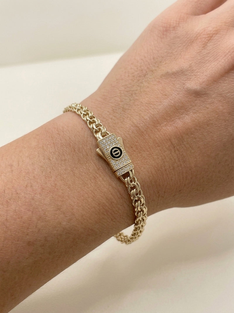 Pulsera de oro 14k tejido chino hueco Mod 5546 - 18 cm