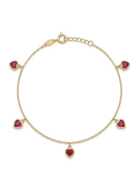 Pulsera de oro 10k diseño de corazones de circonias 5918 - 18 cm