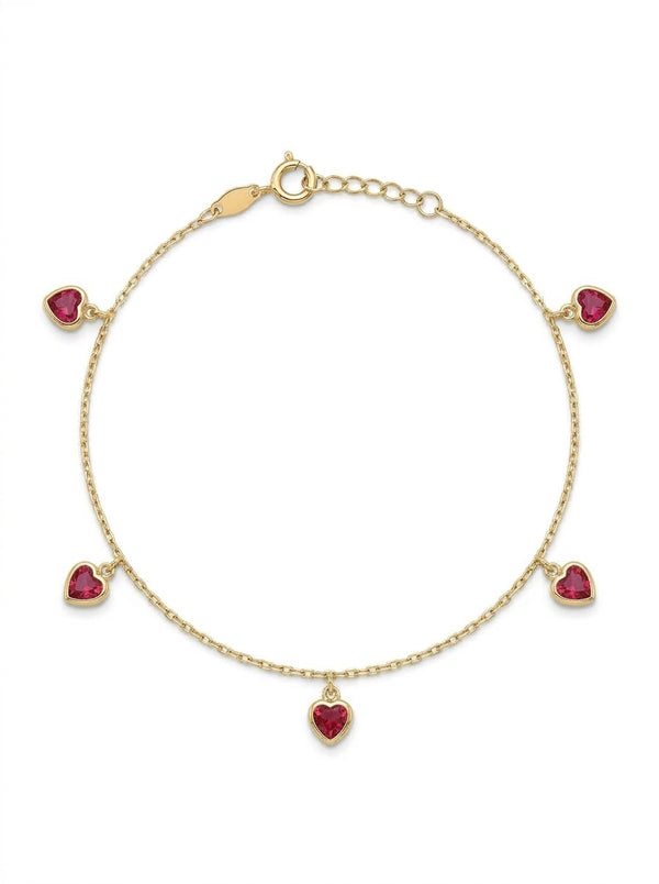 Pulsera de oro 10k diseño de corazones de circonias 5918 - 18 cm