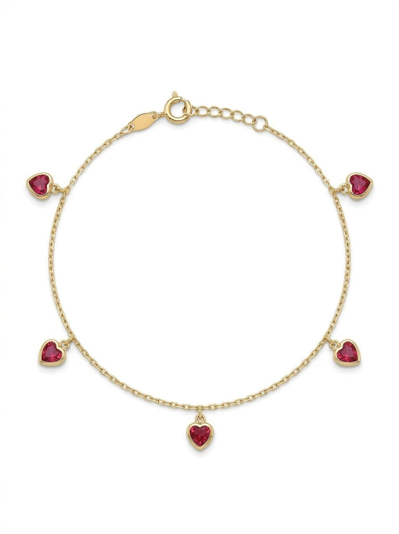 Pulsera de oro 10k diseño de corazones de circonias 5918 - 18 cm