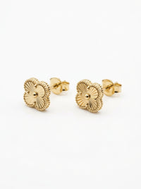 Aretes de oro 10k diseño de trébol dorado mod 5878 - 7mm