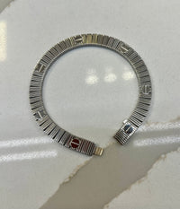 Brazalete de oro blanco 10k tipo diseñador mod 5875 - 18 cm x 6.5mm