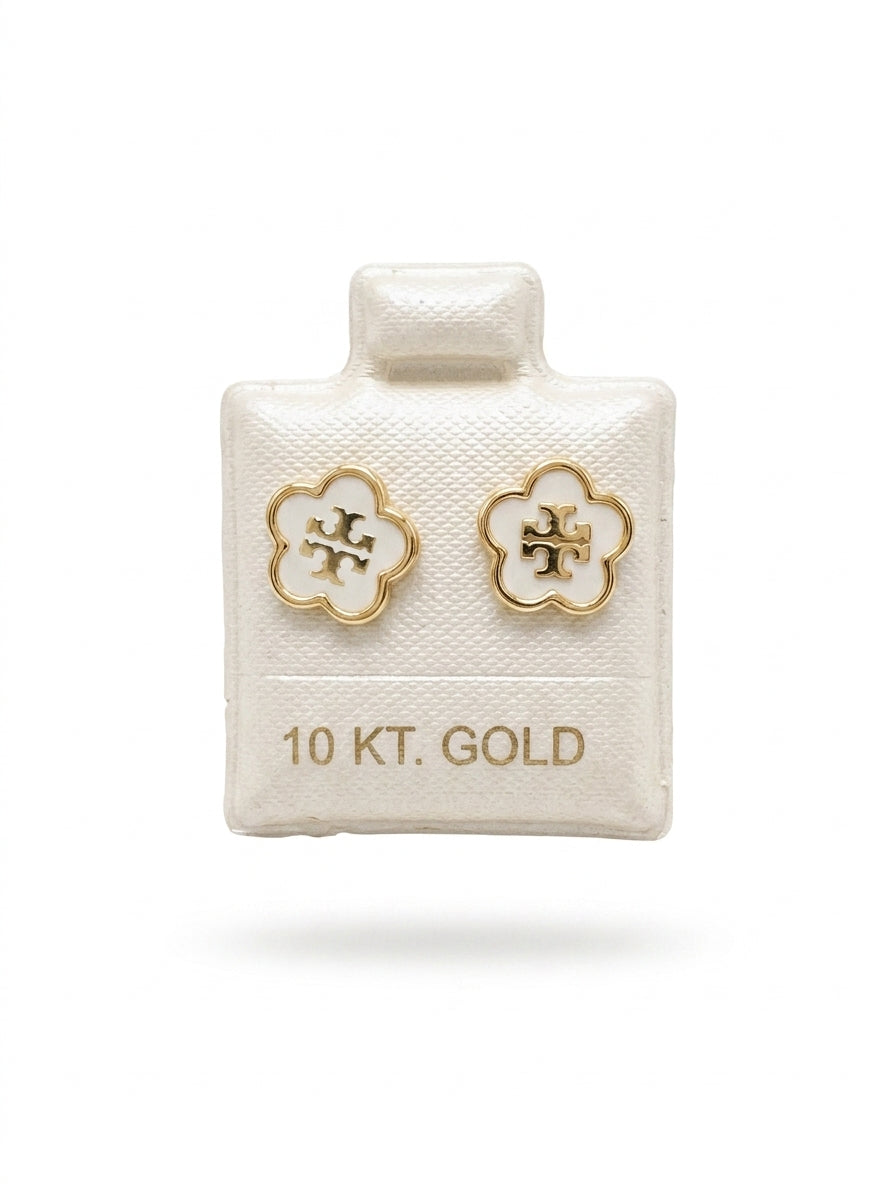 Broquel de oro 10k delgado tipo diseñador (de bolitas) Mod 5642
