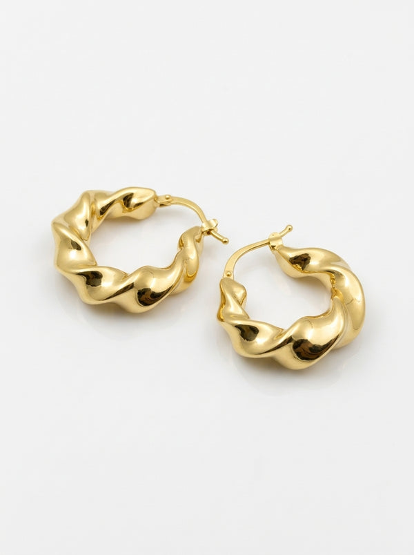 Arracadas de oro 14k diseño ondulado Mod 5973 - 2.5 cm
