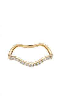 Anillo Ondulado con Circonias en Oro 14K Mod 5043
