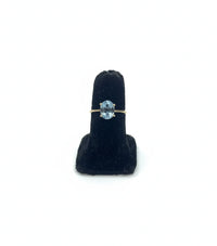 Anillo Solitario en oro 10k piedra Azul agua marina Oval