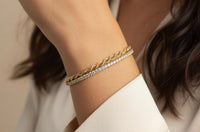 Pulsera doble tejido de oro 10k medida de dama