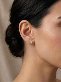Broquel de oro 14k diseño de mariposas con circonias Mod LM5255 (de bolitas)