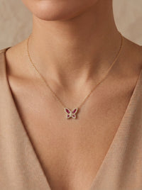 Gargantilla de oro 14k diseño de mariposa con circonias mod 5594 - 45 cm