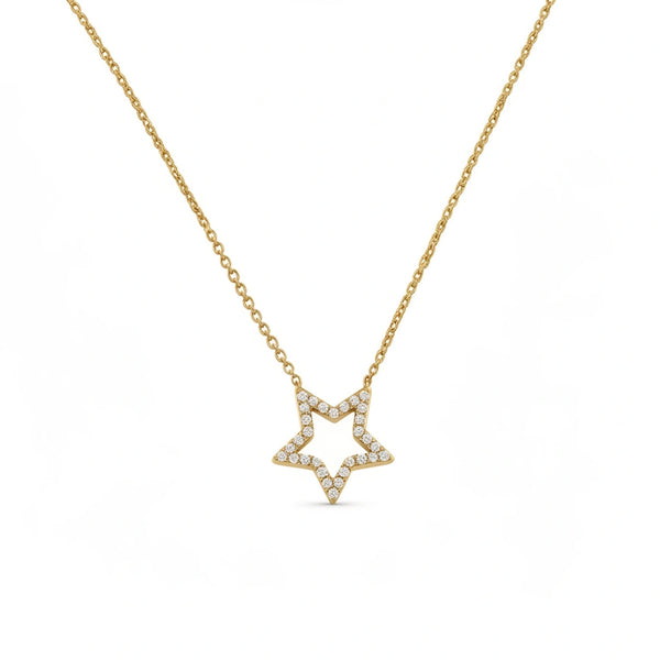 Gargantilla de estrella de oro 14k con incrustaciones de circonias
