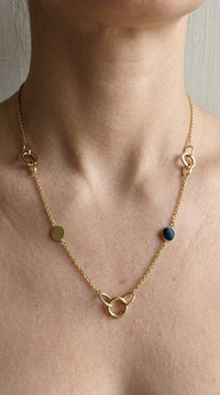 Collar de Eslabones y Círculos en Oro 14K Mod LM5064 - 45 cm