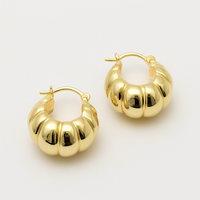 Arracadas bombé de oro 14k