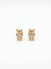 Broquel de oro 14k con diamantes naturales diseño ositos Mod LM5291
