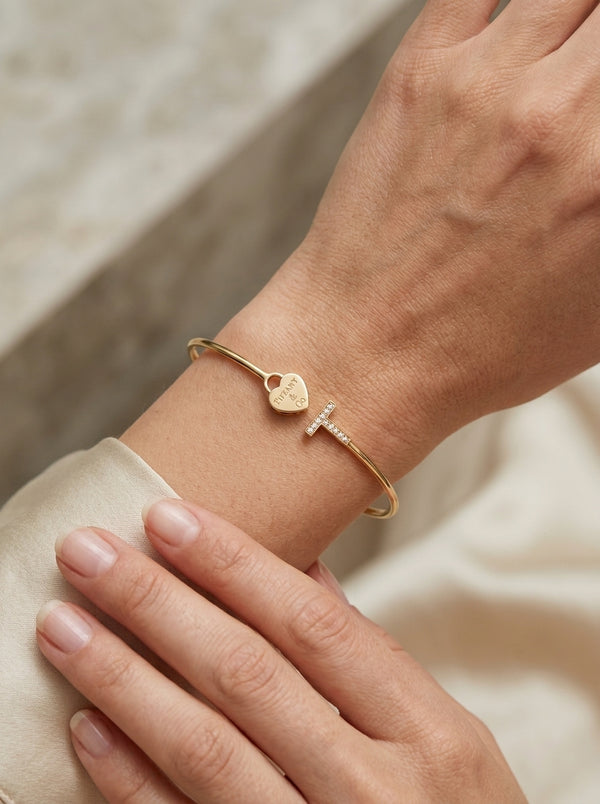 Brazalete de oro 14k tipo diseñador hueco Mod 5542 - 18 cm