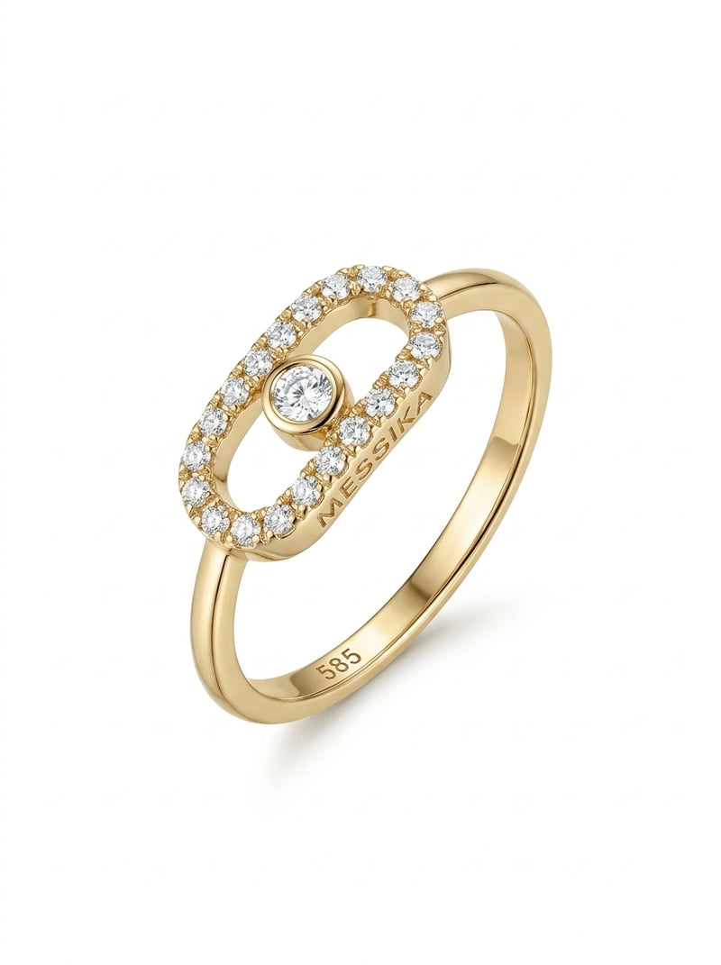 Anillo de oro 10k diseño oval inspirado en alta joyería Mod 5947