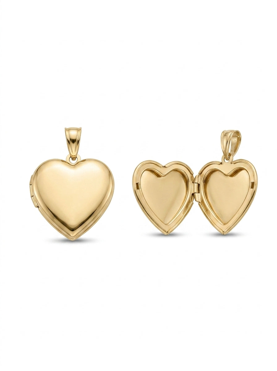 Relicario de oro 14k diseño de corazón plano Mod LM5225