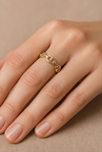 Anillo de oro 10k tipo diseñador hueco Mod. LM 5024
