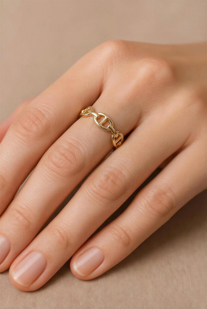Anillo de oro 10k tipo diseñador hueco Mod. LM 5024