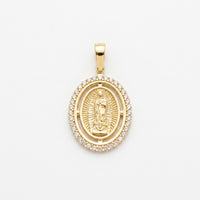 Medalla de oro 14k diseño de la virgen de Guadalupe, con circonias Mod. LM5112 - 2.5 cm
