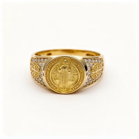 Anillo de San Benito de oro 10k para caballero