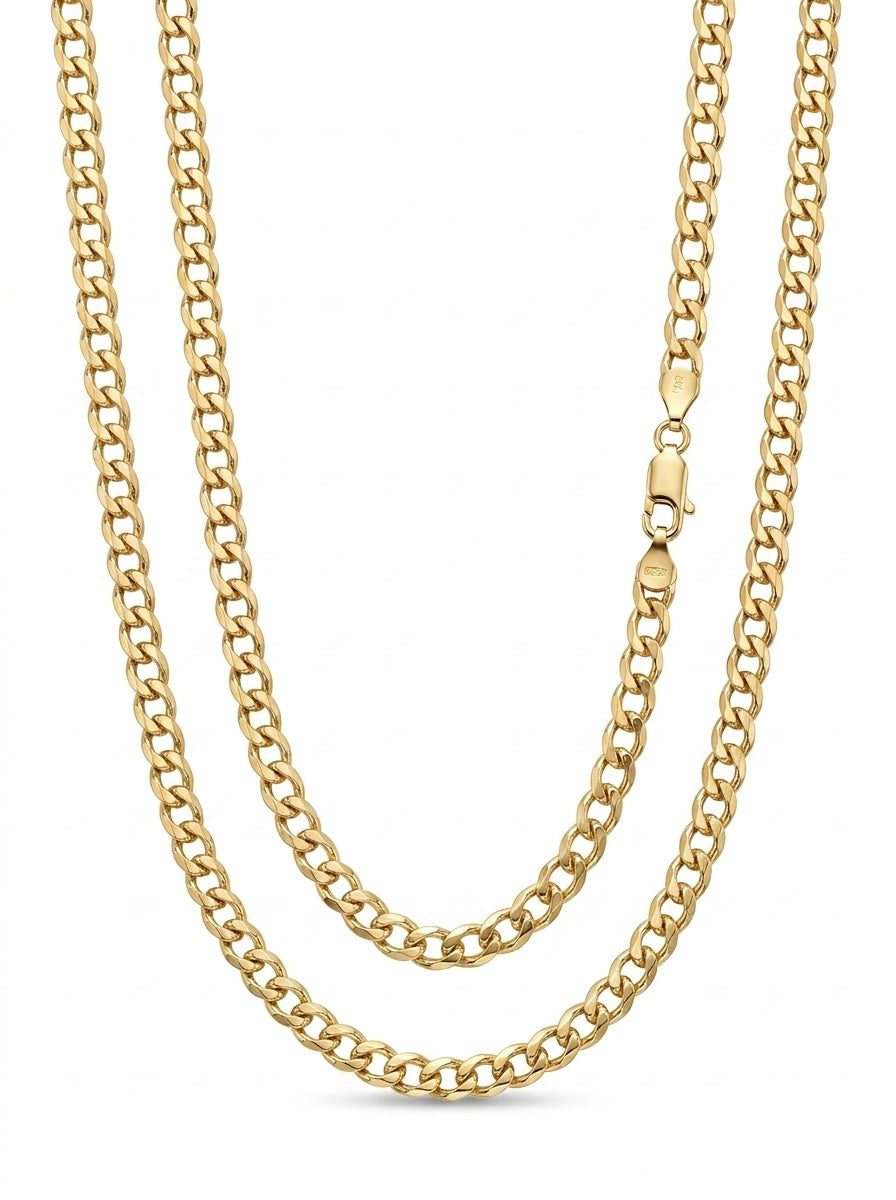 Cadena de oro 14k tejido cubano hueco mod 5819 - 5 mm