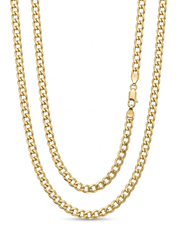 Cadena de oro 14k tejido cubano hueco mod 5819 - 5 mm