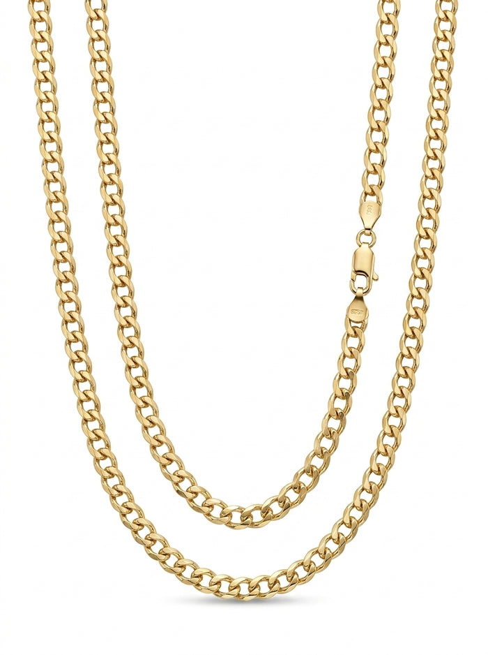 Cadena de oro 14k tejido cubano hueco mod 5819 - 5 mm