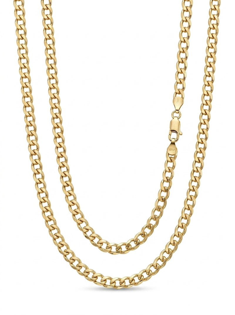 Cadena de oro 14k tejido cubano hueco mod 5819 - 5 mm