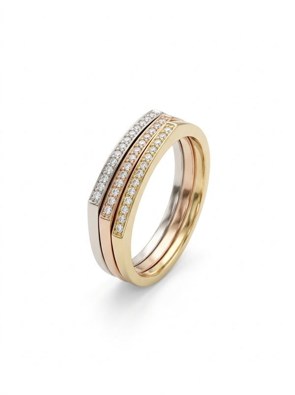 Anillo de tres oro 14k con circonias Mod 5871