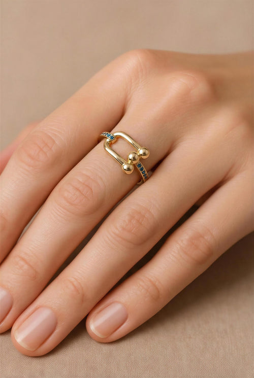 Anillo de oro 10k tipo diseñador hueco Mod. LM 5029